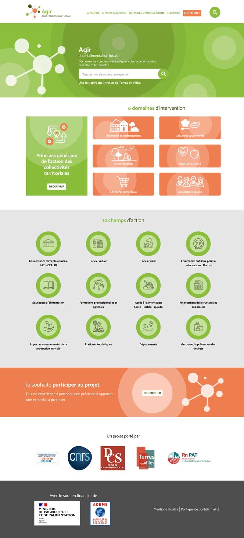 Screenshot of the Agir pour l'alimentation durable website