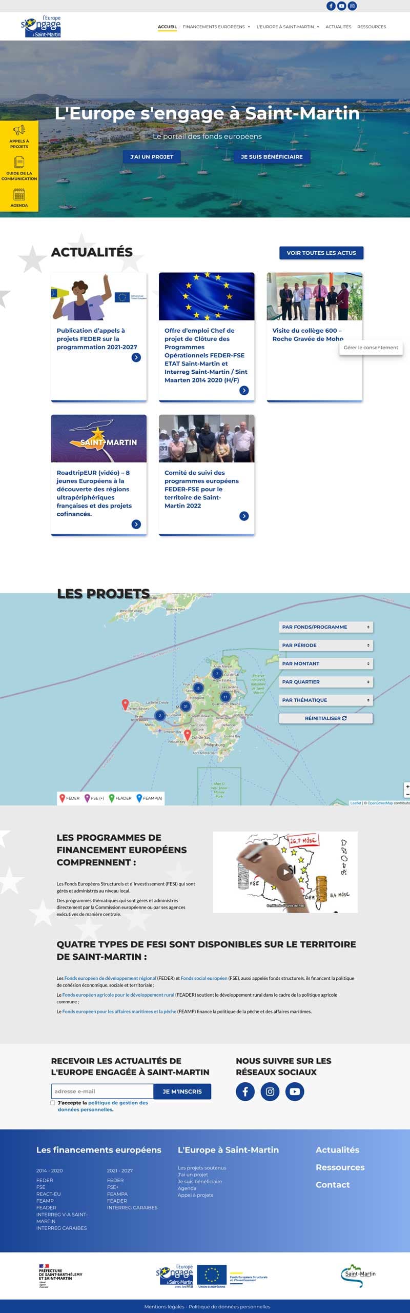Screenshot of the L'Europe s'engage à Saint-Martin website