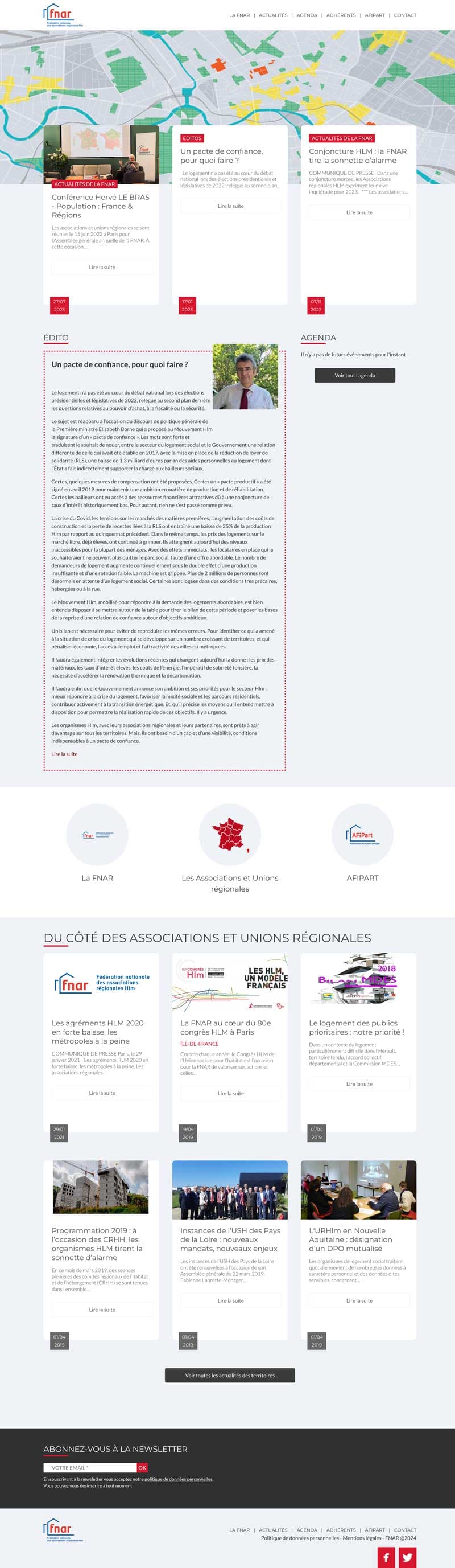 Screenshot of the FNAR Habitat website