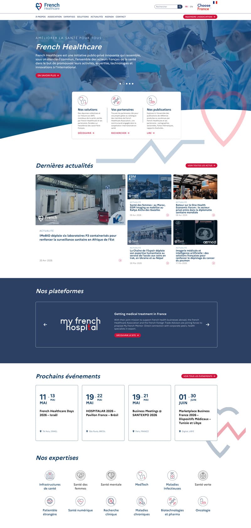 Screenshot of the French Healthcare website