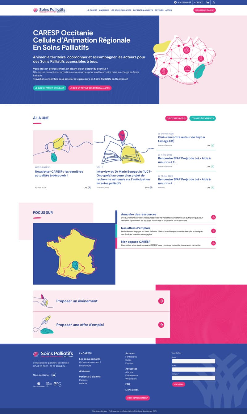 Screenshot of the Soins Palliatifs Occitanie website
