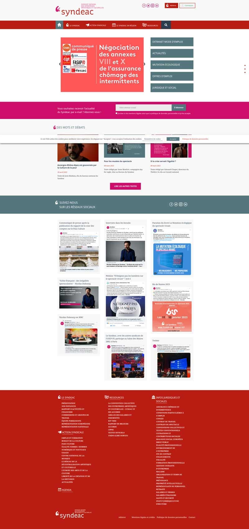 Screenshot of the Syndeac website